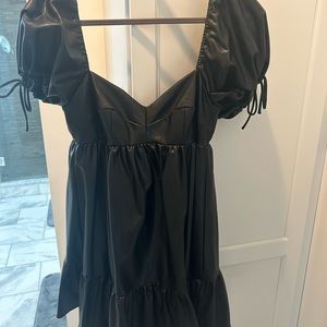 Amanda Uprichard Faux Leather Babydoll Dress